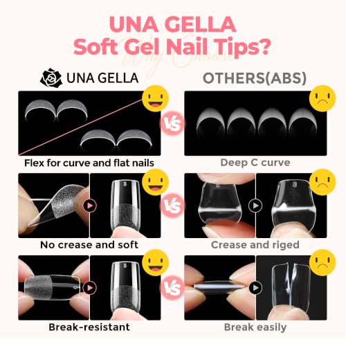 Image of UNA GELLA Medium Square Nail Tips 450PCS Fake Acrylic Gel Nail Tips