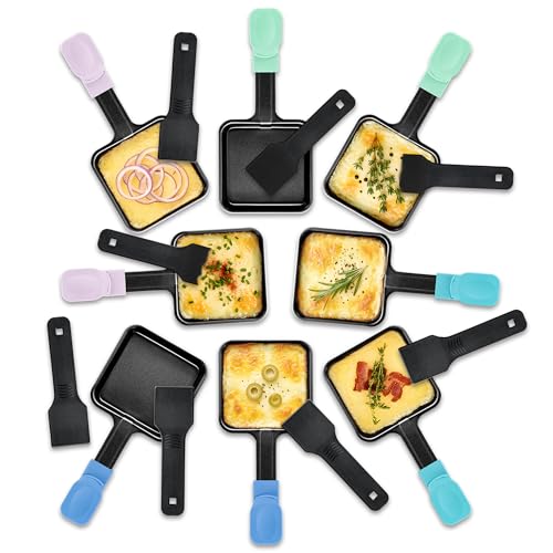 Kosmosta Lot de 8 Poêlons à Raclette Triangulaires Antiadhésifs, Série Ice Cream avec Manches...