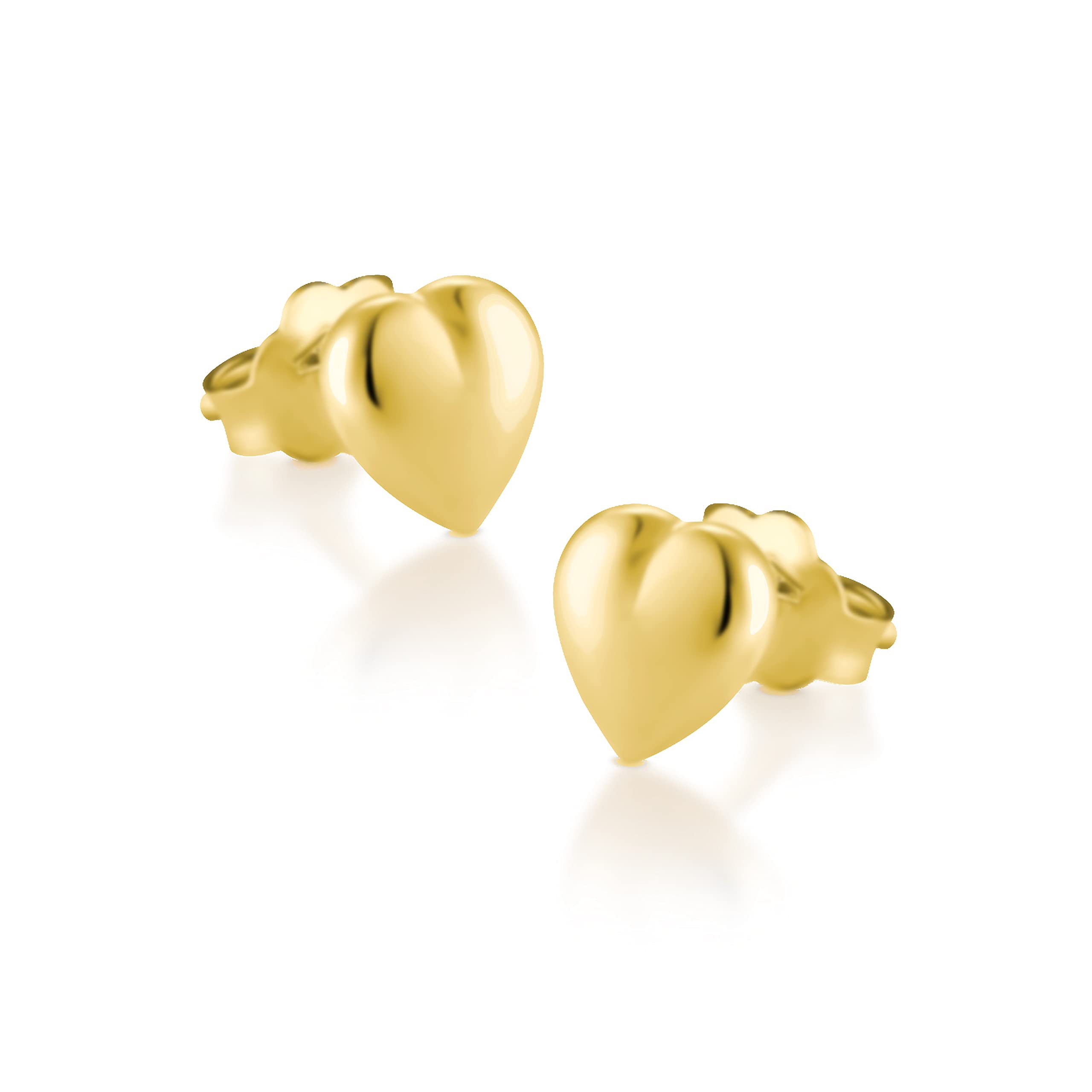 fish Niñas Pendientes Oro Transparente Corazón Embalaje Regalo Confirmación, Oro amarillo