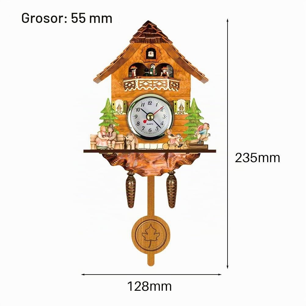 Hidyliu Reloj de cuco de madera envejecida con diseño de casa de pájaros para decoración del hogar, reloj de cuco colgante, campana, péndulo, decoración del hogar