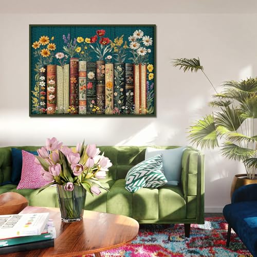 Vintage Wildflower Book Puzzles for Adults 1000 Pieces, Plant Floral Books Pages Jigsaw Puzzle, Retro Bookshelf Puzzles with Blossoming Wildflowers, Botanical Literary Theme Puzzle for Book Lovers - Thumbnail 6