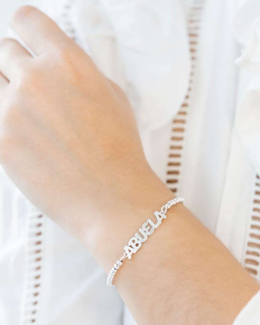 Pulsera de Bolas de Plata de Ley ABUELA | de Estilo Fino y Sofisticado | Joyería Especial para la Abuela | Regalo para la Mejor Abuela