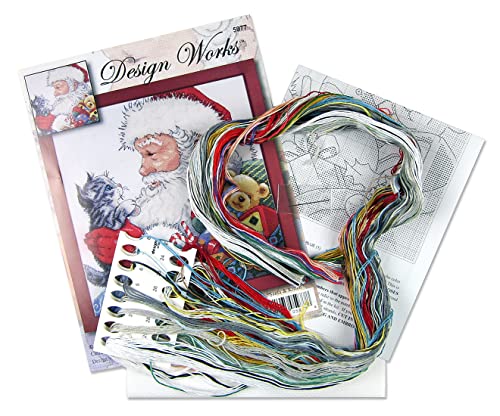 Image of Tobin 14 Count Santa and Kitten Counted Cross Stitch Kit, 13 by 13-Inch DW5977