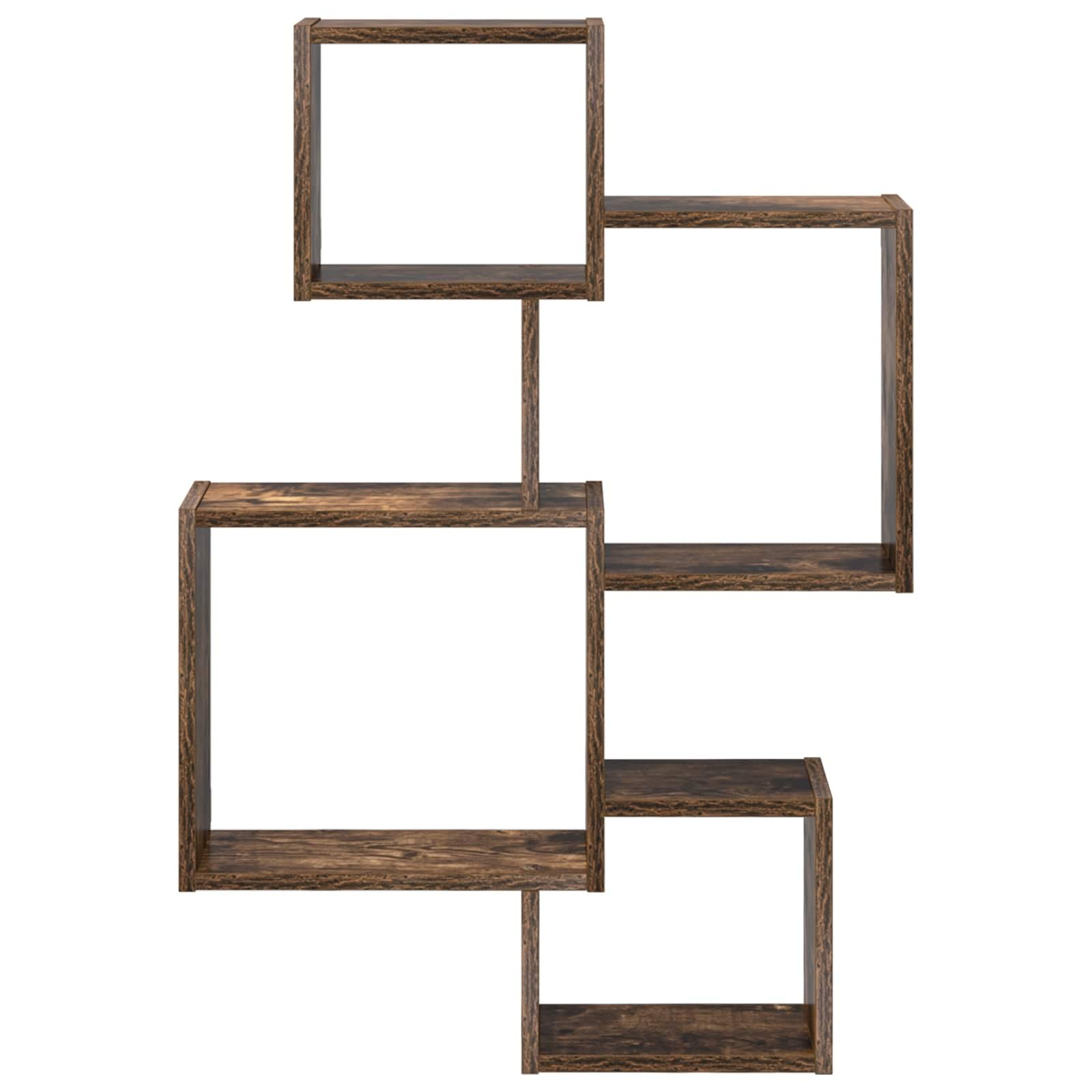 Wandwürfelregale Wandhalterung Braun aus Holzwerkstoff 64 x 13,5 x 91,5 cm platzsparend für Wohnzimmer Schlafzimmer Büro mit Stauraum und moderner Aufbewahrung