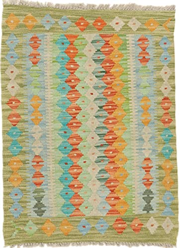 Nain Trading Kelim Afghan 90x67 Orientteppich Teppich Beige Handgewebt Afghanistan