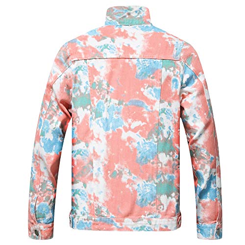 Image of LZLER Men's Denim Jackets Distressed Destroyed Classic Vintage Slim Fit Ripped Fashion Trendy Trucker Jean Jackets