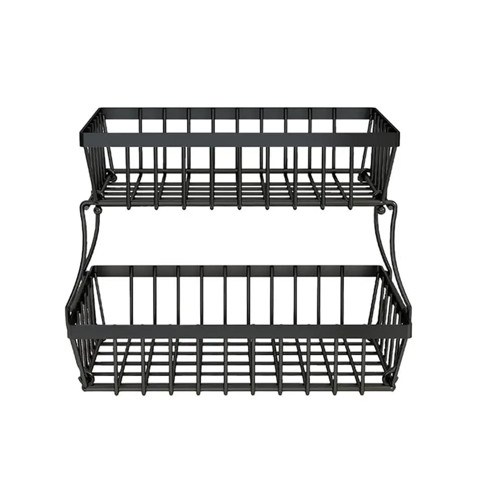 CTRLZS 2 Tiers Fruit Basket Metal Fruit Bowl Bread Baskets Countertop Vegetable Storage Stand for Kitchen Accessories