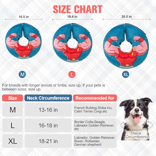 Image of BEAUTYZOO Dog Cone Collar After Surgery for Large Medium Dogs, Soft Dog Cones Alternative to Stop Licking, Comfortable Inflatable Recovery Cones, Dogs Neck Donut Not Block Vision E-Collar, Blue M