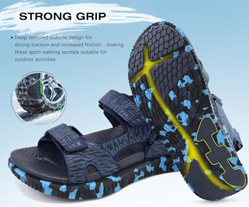 Image of KuaiLu Mens Hiking Sandals with Orthopedic Arch Support Footbed | Sport Recovery Athletic Walking Sandals For Man Outdoor Summer Casual Thick Cushion Beach Water Fisherman Sandal Size 7-15