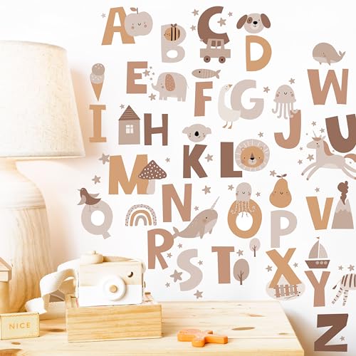 Alphabet Stickers Boho, ABC Wall Decals Kids, Nursery ABC Wall Décor miniatura 1