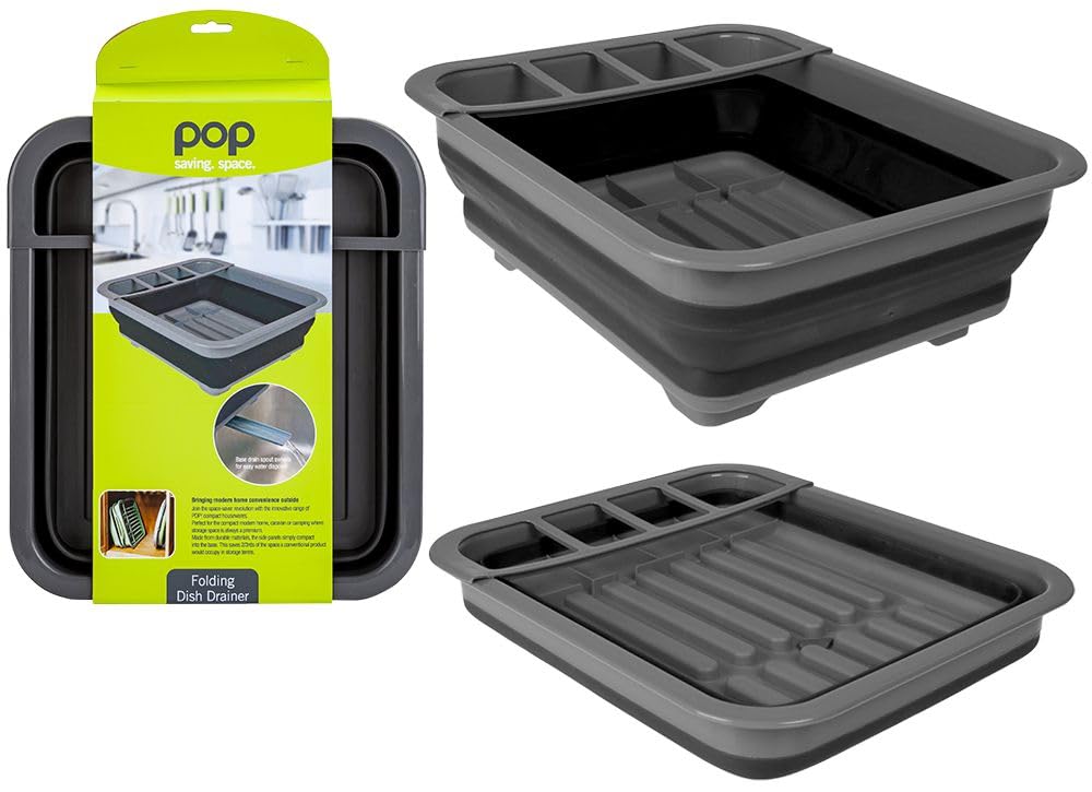 Slumber Hut Drainer Collapsible Dish & Utensil - Black/Grey
