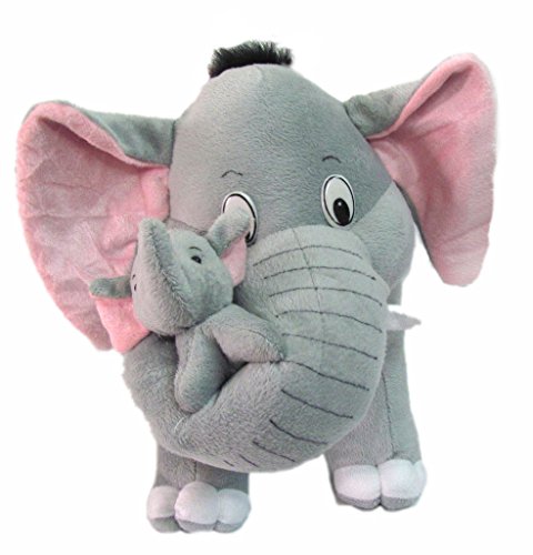 Image of Tickles Mother Elephant with Single Baby Stuffed Soft Plush Animal Toy for Kids Birthday Gifts (Size: 32 cm Color: Grey)