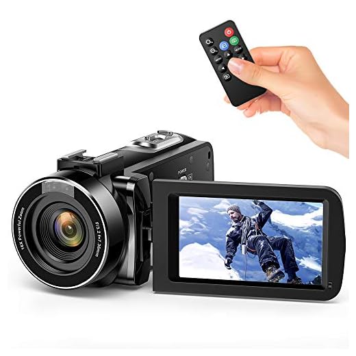Videocamara Digital Andoer Portátil Cámara de Video Digital 1920 * 1080P HD Pantalla 3.0" IPS 24MP 16X Zoom Digital,Rotación de 270° con Control Remot Apoyo Noche de Infrarrojos Disparar