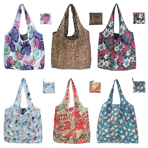 6 Pack Reusable Grocery Bags with Handles
