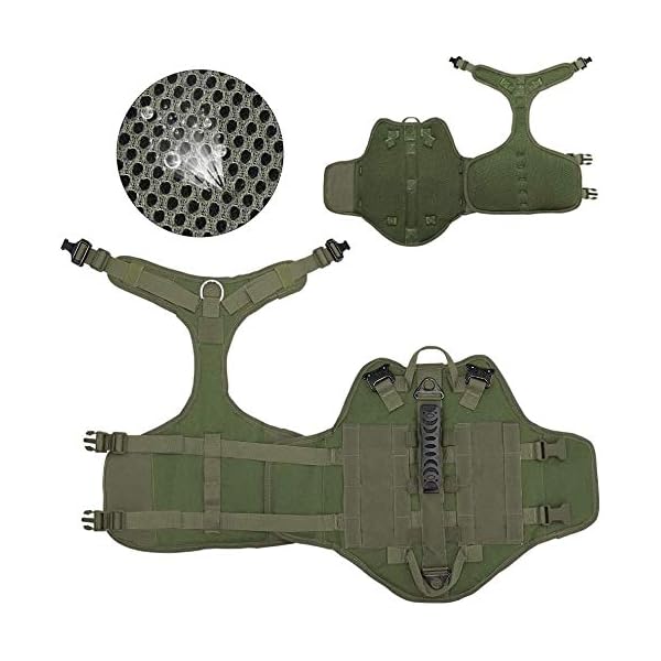 PET ARTIST Tactical Dog Harness for Hiking Training, No Pull Vest Harness for Medium Large Dogs, with Pouches and Patches,Green,M PET ARTIST Tactical Dog Harness for Hiking Training, No Pull Vest Harness for Medium Large Dogs, with Pouches and Patches,Green,M