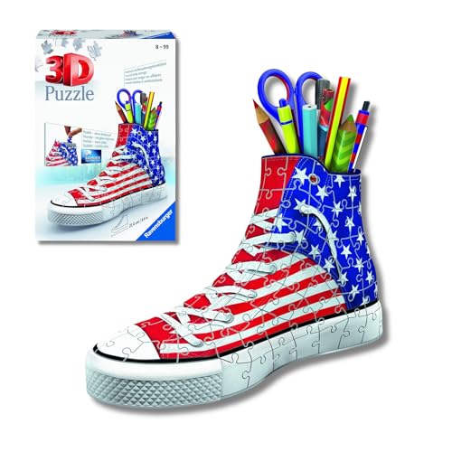 Puzzles 3D para niños: organiza el escritorio escolar con la bandera americana de 108 piezas