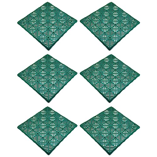 Tradineur - Confezione da 6 piastrelle per esterni, in plastica, per piscina, terrazze, giardino, smontabile e antiscivolo, 30 x 30 cm, colore verde