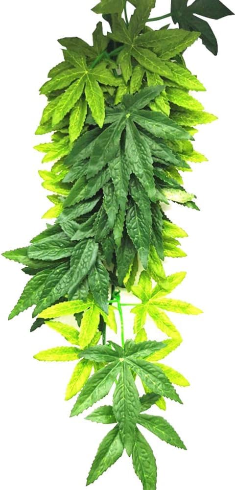 Acuario Reptil Pecera Plástico Artificial Falsas Hojas Colgantes Decoración De Plantas con Retoño Verde, Green, 50cm