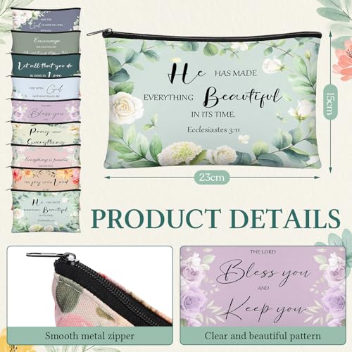 Marsui 36 Pcs Christian Gifts for Women Mother's Day Church, 12 Set Christian Makeup Bags Bible Verse Compact Makeup Mirrors Lipstick Lip Balm Holder Bulk Bible Study Supplies Religious Baptism Gifts3