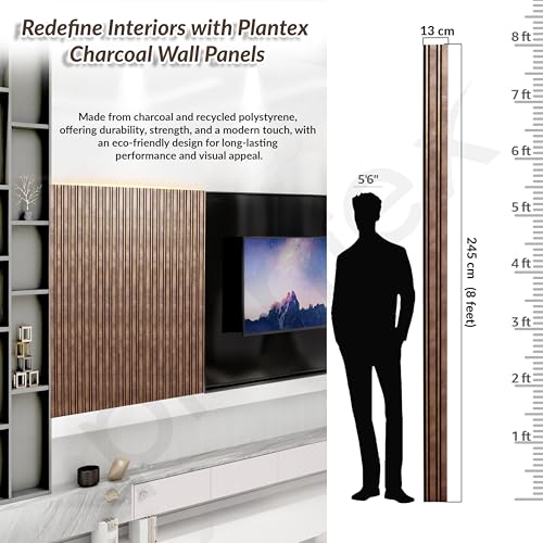 Image of Plantex Wall Panels /Louvers Panel for Wall 8 Feet /Charcoal Panel for Interior Wall Decor /3D Wall Panel - Pack of 3 Covers - 10 Sq. Ft, Size-5 Inch x 8 Feet (Brown Gold Elegance)