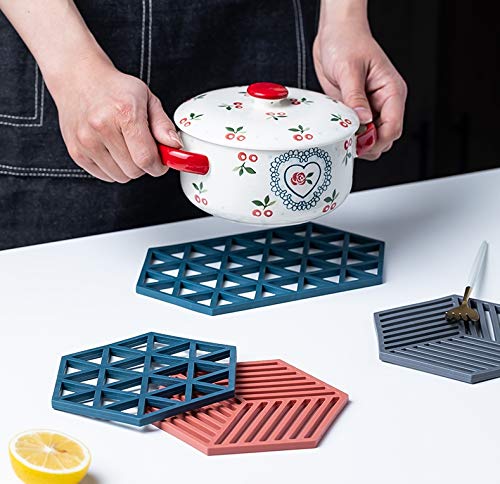 Naidev 4PCS Silicone Trivet Mats Hot Pads Heat Resistant Bowl Mats Dish Mats Drink Coasters Non-Slip Pot Holders for Home Kitchen Dining Table Decoration (1 Large 3 Small Mix) 2