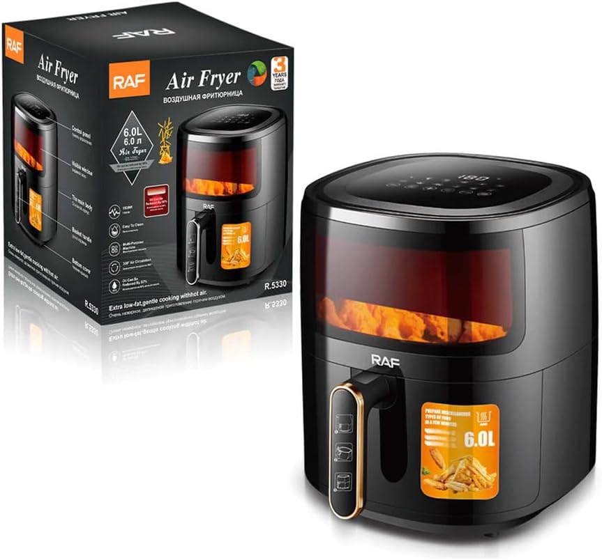 RAF R.5330 Digital Air Fryer with its packaging box, showing the product and its branding.