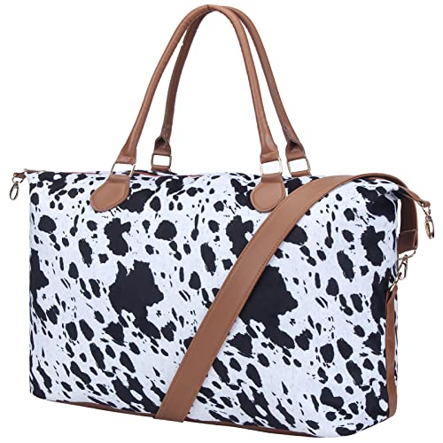 Image of Weekender Bag Duffle Bag For Women Large Travel Tote Bag Overnight Weekend Bags With Shoulder Strap Cow Leopard Atzec…
