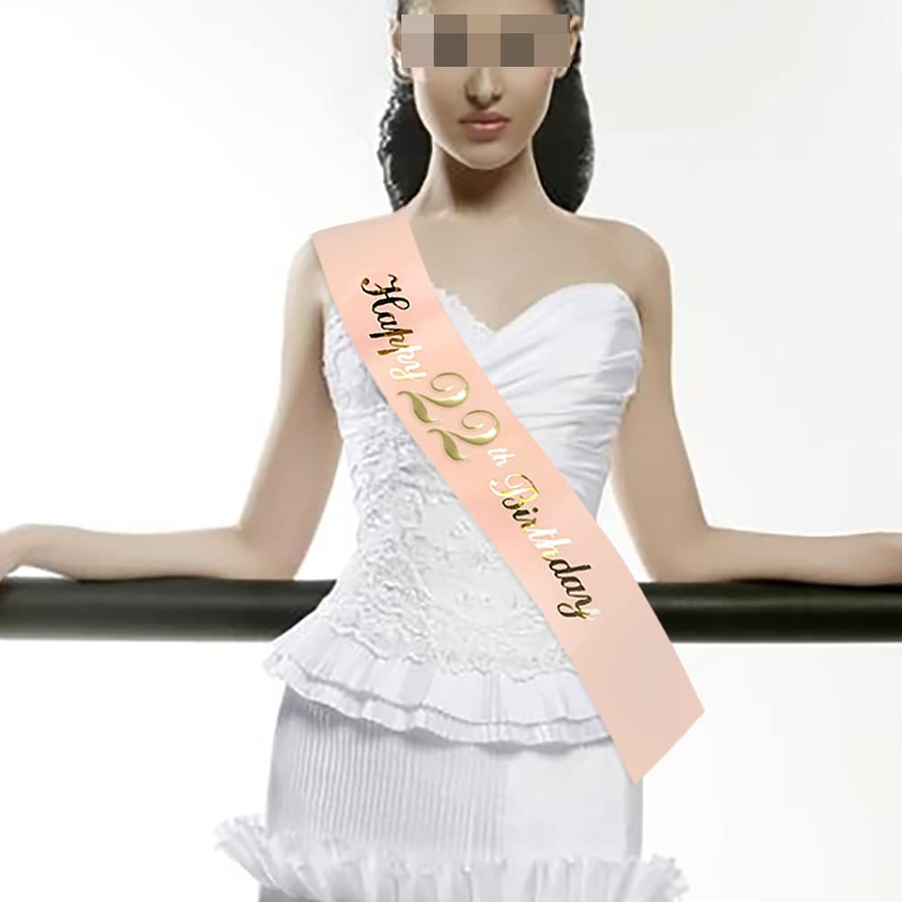 Set Corona E Fascia 22° Compleanno In Oro Rosa - Accessorio Festa Per Ragazze E Donne - Foto 5