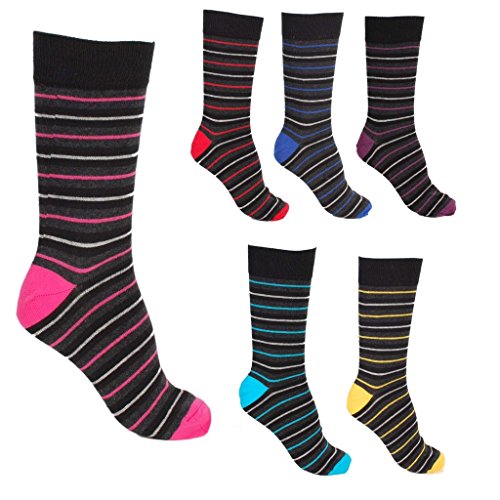 6 Pk Mens Bonjour Multi Stripe Cotton Rich Sock Size 6 - 11