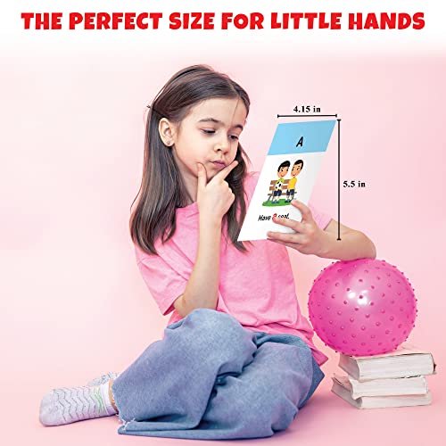 Image of Big Flash Cards for Kids: Sight Words & Sentences | 32 Double-Sided Picture Cards, Durable & Water Resistant | Early Learning & Development Toy for Preschoolers & Toddlers 2-6 Years