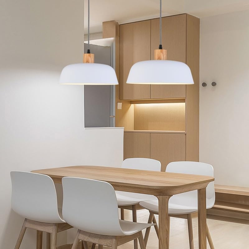 Miniatura 3 de Luces colgantes nórdicas retro para isla de cocina, moderna lámpara colgante de madera, lámpara industrial de aluminio para comedor, sala de estar,