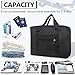 Travel Duffel Bag Carry on Luggage Bag Foldable Travel Tote Bag Waterproof Sports Gym Lightweight Large Weekender Overnight Bag for Women and Men (Black+Blue)