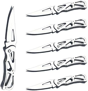6 Pack Stainless Steel Self-Defense Folding Knife With Key Ring, Outdoor Survival Pocket Knife, Easy To Everyday Carry Small Knife