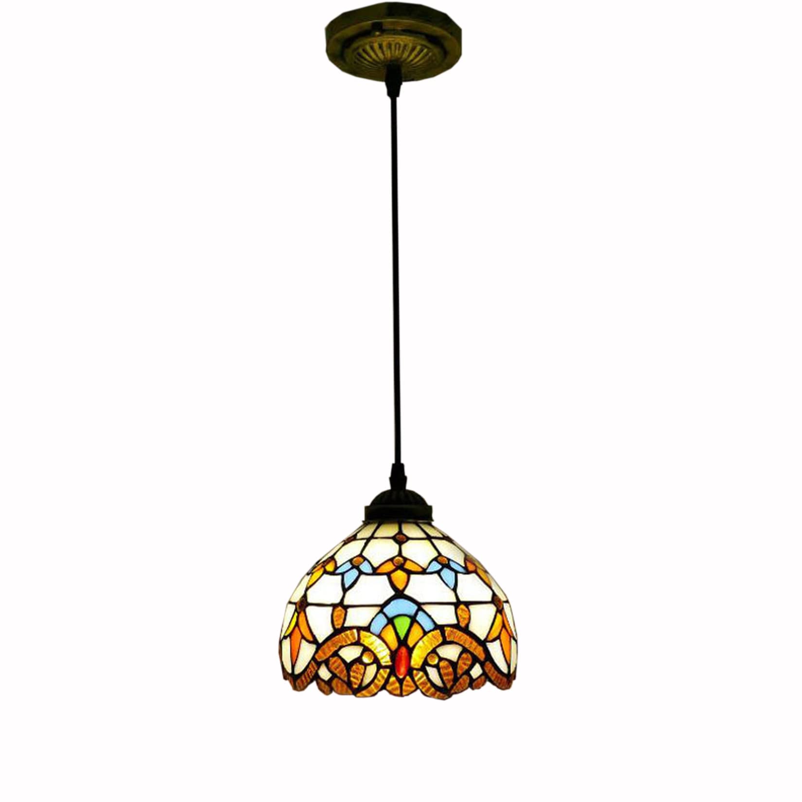 Lámpara Colgante De Estilo Tiffany para Isla De Cocina, Accesorio De Vitral Barroco, Lámpara Colgante Grande Hecha A Mano para Pasillo, Sala De Estar, Comedor, Cafetería,Amarillo,8inch