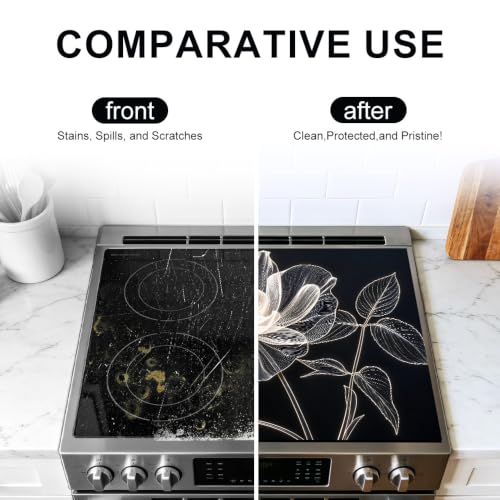 Image of Floral Stove Top Covers for Electric Stove, 28.4x20.5 in