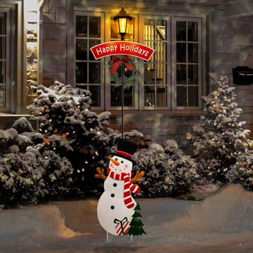 LIGHTSHINE-Metal-Solar-Christmas-Decorations-55-Inch-Solar-Lamp-Post-Light-Christmas-Yard-Stakes-Outdoor-Christmas-Decorations-for-Porch-Lawn-and-Garden-Snowman