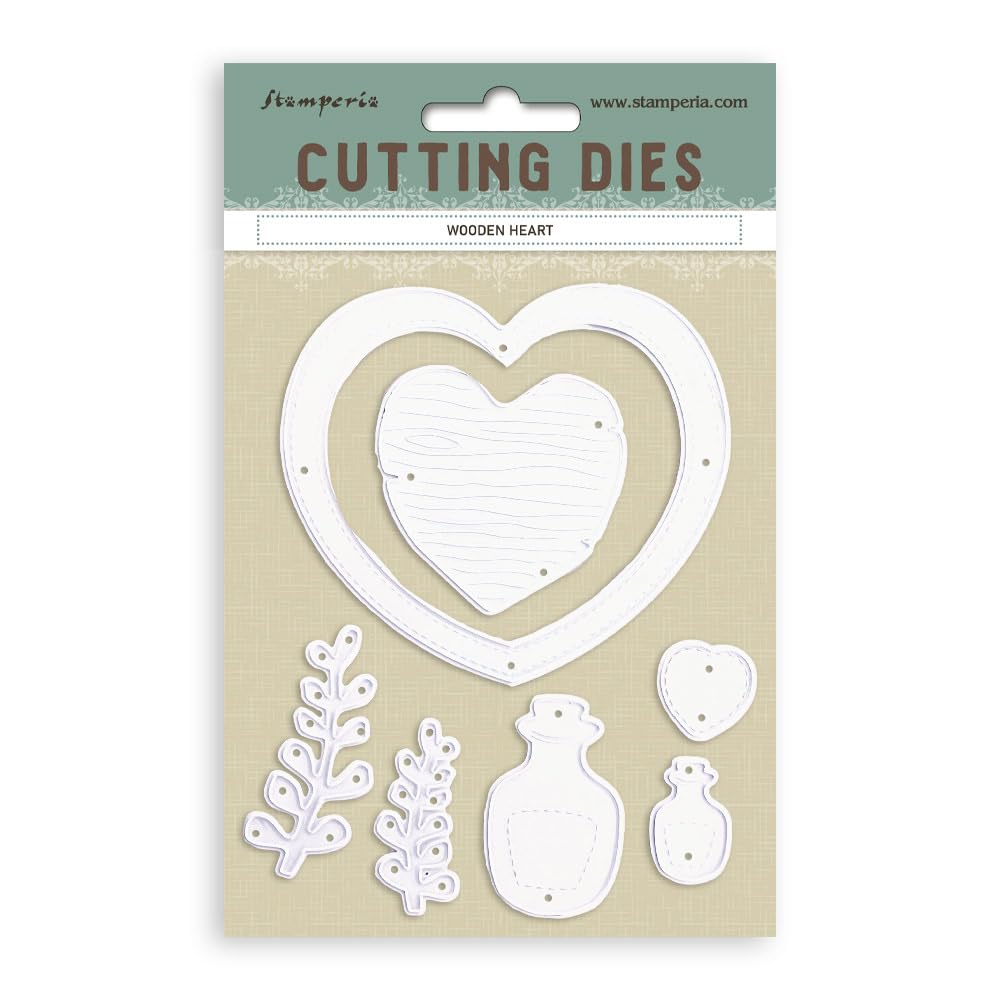 Stamperia - Cutting Dies for Scrapbooking, Albums, Card Making, Bullet Journalling and More, Create Decorations with Natural Elements, Perfect for Crafts and Gifting (A6) (Timeless, Wooden Heart)