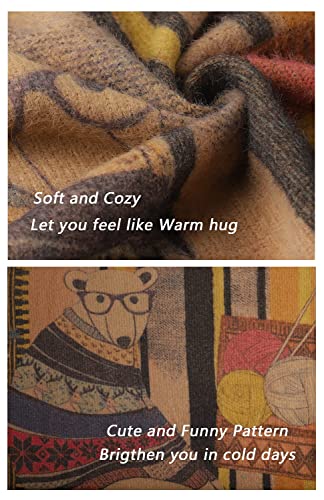 Image of YESNO Women Christmas Sweater Graphic Printed Oversized Pullover Sweaters Casual Loose Knit Tops S01