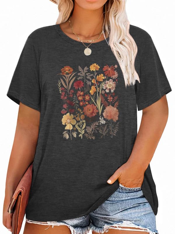 HDLTE Plus Size Tshirts for Women – Oversized Graphic Tees Short Sleeve Crewneck Cute Casual Tops Loose Summer Outfit 2025
