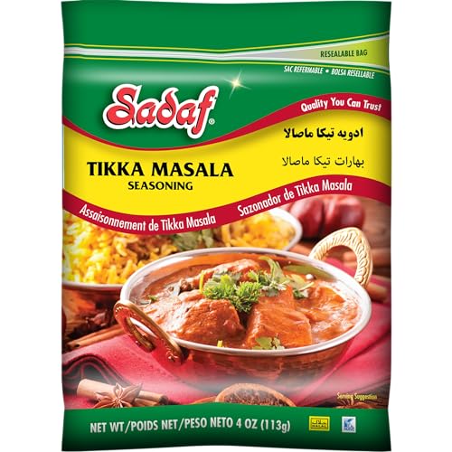 Sadaf Tikka Masala Seasoning - Tikka Masala Spice for Cooking and Food Seasoning - Chicken Tikka Masala Spice - Mediterranean Cuisine - Kosher - 4 Oz Resealable Bag