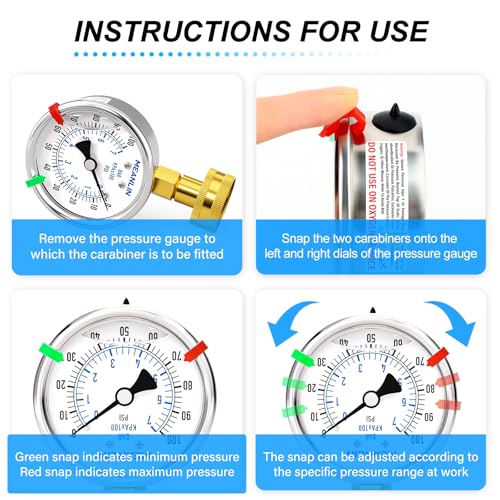 Image of MEANLIN MEASURE 0~100Psi Stainless Steel Frame 3 /4 inch Female 2.5 inch FACE DIAL Liquid Filled Pressure Gauge WOG Water Oil Air Water Pressure Test Table with Sealing Ring (with 2PCS Snaps)