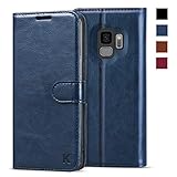 KILINO Galaxy S9 Wallet Case [Shock-Absorbent Bumper] [Card Slots] [Kickstand] [RFID Blocking] Leather Flip Case Compatible with Samsung Galaxy S9 - Blue