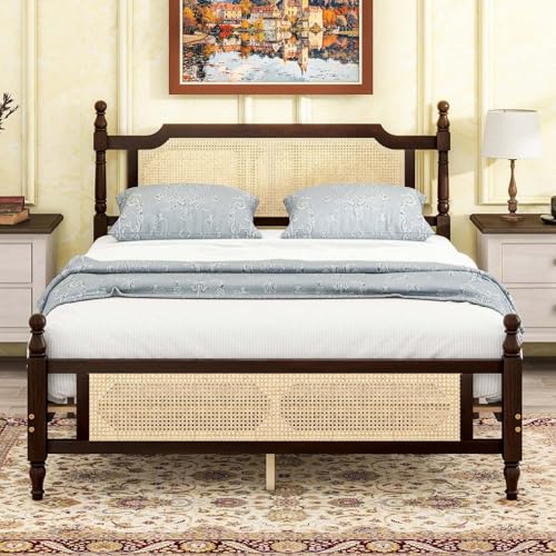WDYLWFHW Queen Bed Frame with Headboard and Footboard, Wooden Espresso...