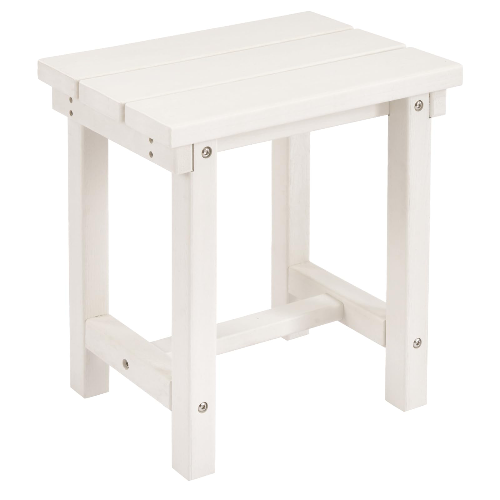 FurniSoar Adirondack Quadratischer Beistelltisch für Terrasse & Garten, HDPE Komposittisch, Wetterfester Außentisch, Kleiner Seitentisch für Balkon, Pool, Terrasse (Weiß)