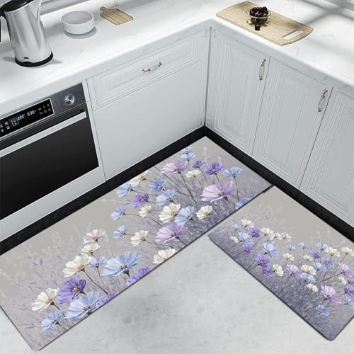 Tapis cuisine devant évier lavande lavable anti-glisse - 5