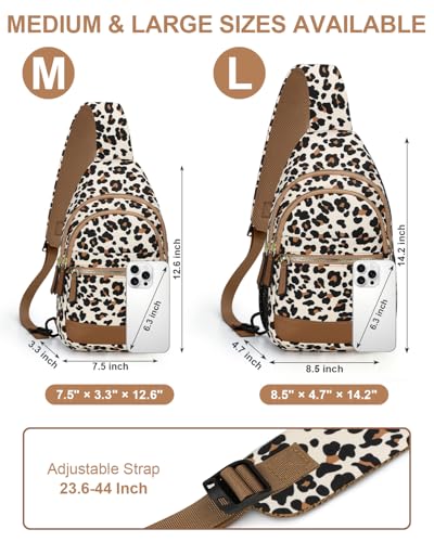 Image of Capolo Sling Bag for Women Men Waterproof Crossbody Bags for Women Trendy Casual Fanny Pack with Convertible Shoulder Strap Chest Bag for Travel Hiking(Leopard, Large)