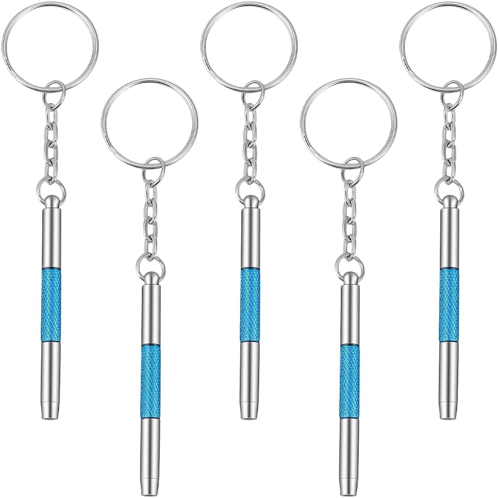 CREATCABIN 1 Box 5Pcs Eyeglass Screwdriver Repair Kit Mini Screwdrivers Keychain Precision 3 in 1 Flat Head Phillips Hex Handy Screw Drivers Set for Sunglasses Glasses Watch Small Electronics Repair