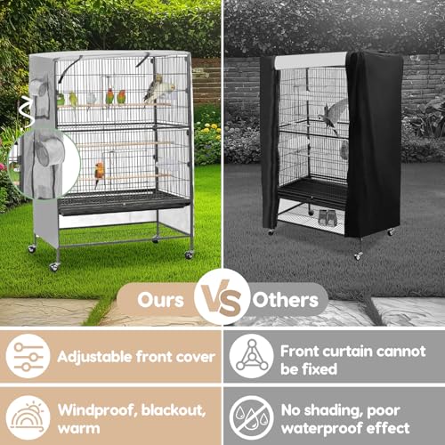 Image of Bird Cage Cover, Large Birds Cage Covers for Night, Birds Cover for Cage with Adjustable Front Curtain, Blackout & Breathable Birdcage Covers for Parrot, Small Animals(Not Include Bird Cage)
