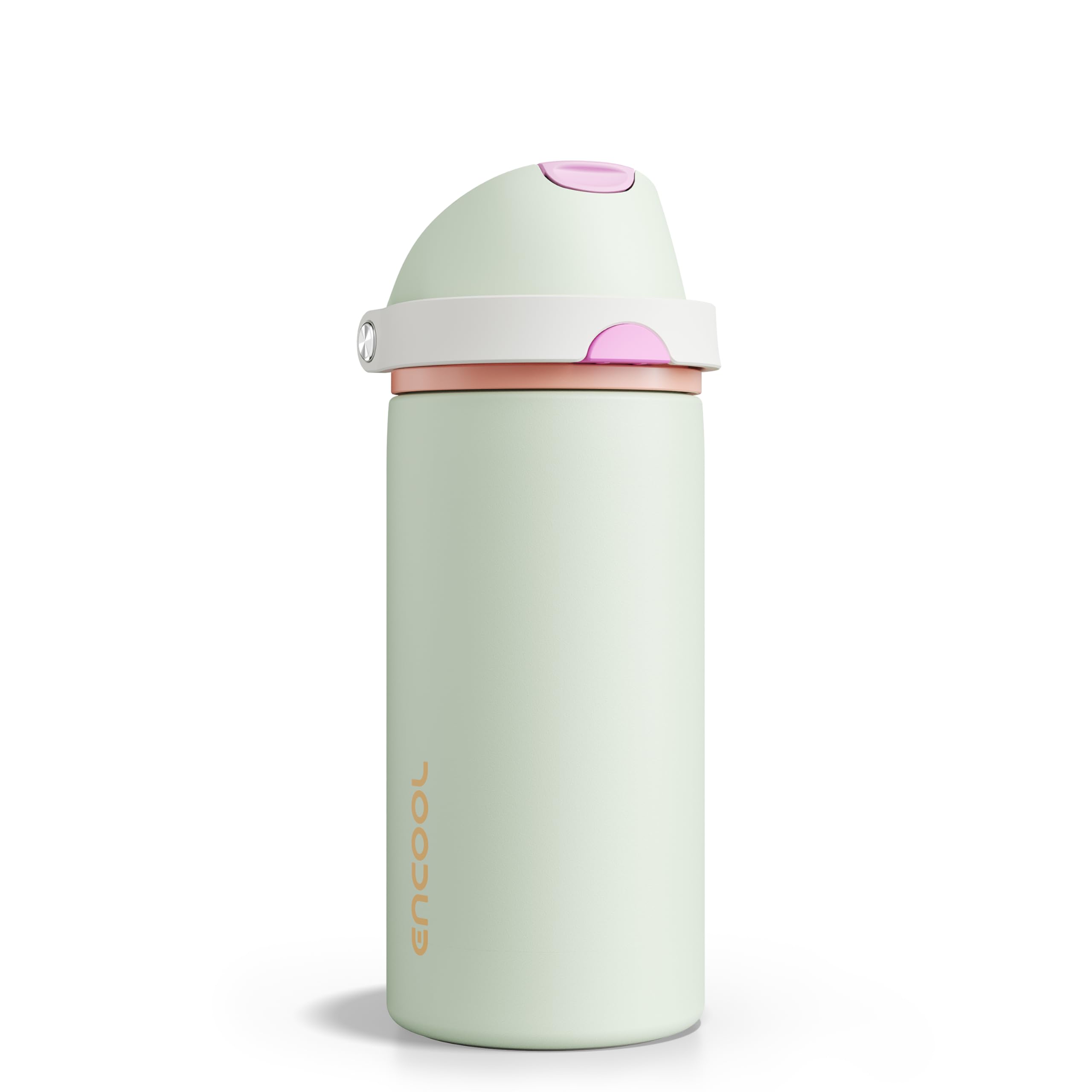 Insulated Water Bottle with Straw - Encool Stainless Steel Water Bottle with Push Button Lid, Leak-Proof & BPA-Free, Keeps Cold for 24 Hours for