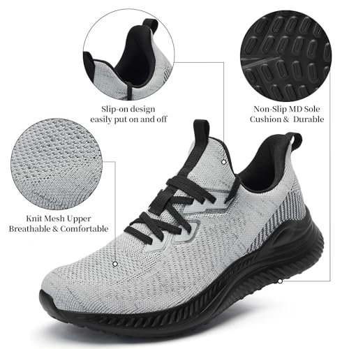 Image of Slow Man Mens Walking Sneakers Wide Width Slip on Tennis Shoes,Lightweight Breathable Running Shoes,Ideal for Athletic Workout Gym Jogging and Casual Wear